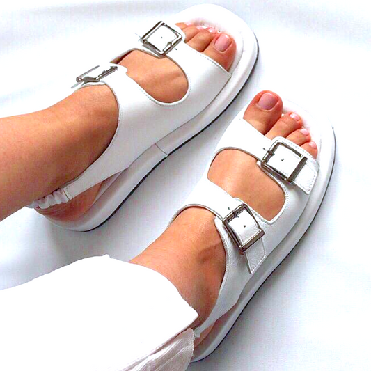 Two-strap leather sandals - WHITE